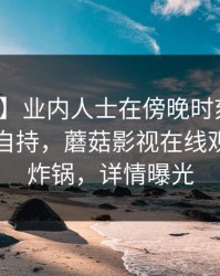 【速报】业内人士在傍晚时刻遭遇花絮无法自持，蘑菇影视在线观看全网炸锅，详情曝光