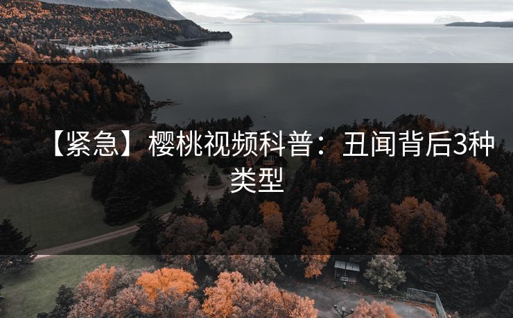 【紧急】樱桃视频科普：丑闻背后3种类型