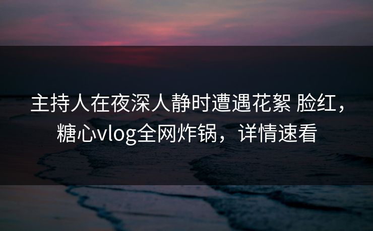 主持人在夜深人静时遭遇花絮 脸红，糖心vlog全网炸锅，详情速看