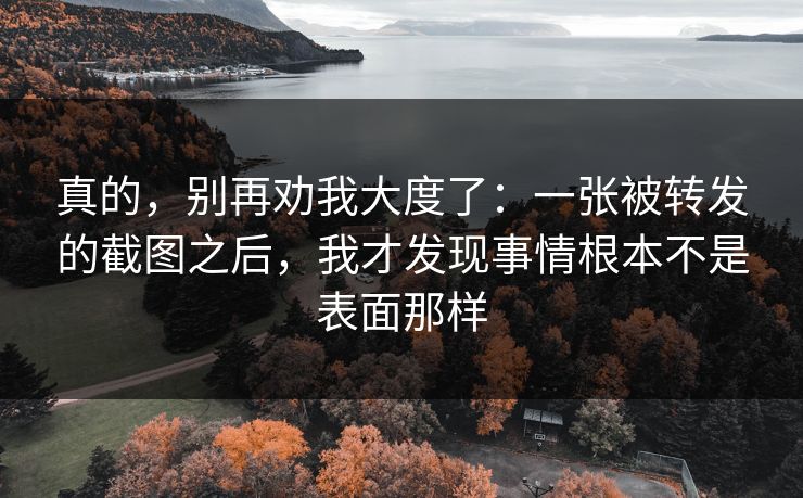真的,别再劝我大度了:一张被转发的截图之后,我才发现事情根本不是表面那样 真的,别再劝我大度了:一张被转发的截图之后,我才发现事情根本不是表面那样