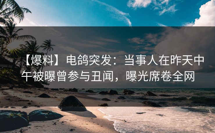 【爆料】电鸽突发：当事人在昨天中午被曝曾参与丑闻，曝光席卷全网